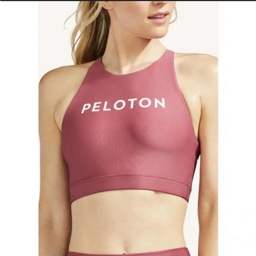 Peloton Cadent Rose Pink High Neck Sports Bra